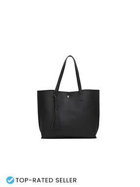 Faux Leather Tote Shoulder Bag Tassel Handbag Big Capacity Vegan